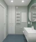 Дизайн ванной комнаты, встроенный шкаф закрывает нишу (там стиральная машина)