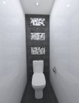 Туалет п-44т, черно-белая плитка April (Ceramica Classic), три декора
