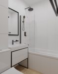 Ванная комната 3м2 - дизайн санузла в доме I-515/9, белая плитка Pastel white 30x60 Creto