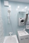 Ванная комната 170x190 П3М-6 - белая сантехника, бирюзовая плитка Линьяно