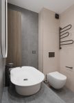 Ванная комната ПИК, дизайн плитка Estima Luna, плитка под бетон, раковина Modula Kerama Marazzi