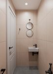 Туалет ПИК, керамогранит Estima Luna 60x60, раковина с зеркалом, черная сантехника