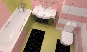 Ванная комната 2,6x1,7 перепланировка, плитка Spa (Ceradim, Россия)