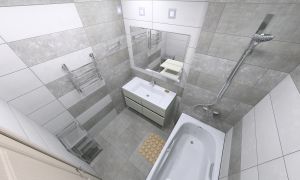 Ванная комната и туалет в новостройке (серая матовая плитка)