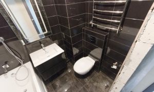 Черная ванная комната (ремонт ванной и туалета - перепланировка)