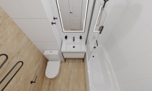 Ванная комната в двушке I-515/9 - перепланировка, совмещение санузла