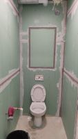 Обшивка стен ГКЛВ в туалете после усиления каркаса и перестройки стен (ЖК Михайловский Парк)