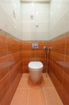  Темно-оранжевая и белая плитка в туалете