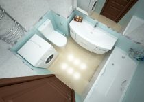 Перепланировка ванной 170 на 170, 3d дизайн