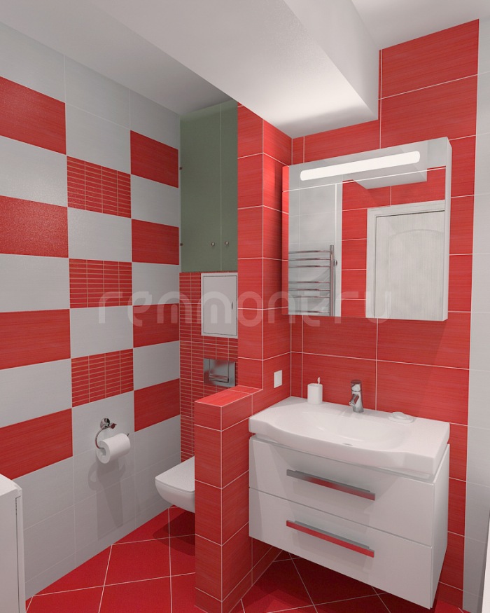 Красная ванная комната дизайн