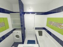 Сине-белая ванная комната, плитка 20x20 Catalonia Glazurcer декоры