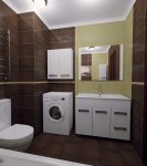 Зелено-коричневая ванная комната, широкий мойдодыр