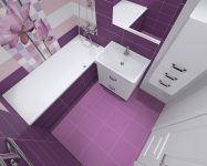 Фиолетовая напольная плитка в ванной