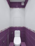 Туалет, бело-фиолетовая плитка Reims Azulejos Alcor с бордюром