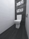 Туалет п-44т, черно-белая плитка April (Ceramica Classic), стены, пол