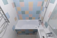 Перепланировка ванной комнаты, разворот ванны (акриловая ванна 140 см)