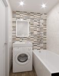 Ванная комната II-49, раскладка плитки Cersanit Landscape, вариант раковина над стиральной машиной