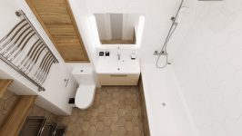 Ванная комната в бело-коричневой гамме