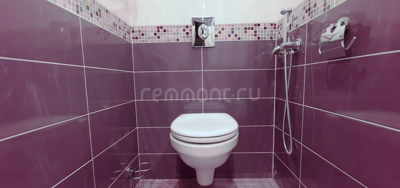 Ремонт фиолетовой ванной комнаты 4м2