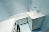Ремонт в ванной и туалете с красивой плиткой (дом серии П-30)