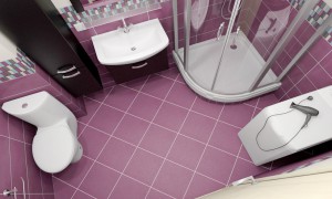 Дизайн объединения ванной 170 х 170 и туалета 120 х 90 в доме П-44T