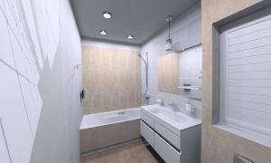 Дизайн ванной комнаты 4,6 м2 в двухкомнатной квартире ЖК Ривер Парк