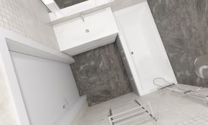 Визуализация ванной комнаты и туалета в 3-хкомнатной квартире