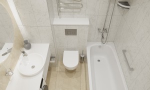 Ванная комната 200x170 в однушке П44, плитка Italon Charme Extra